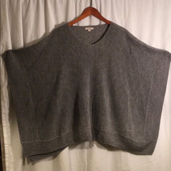 LOFT Grey Ribbed Poncho (no arm holes) M/L - Picture 3 of 3